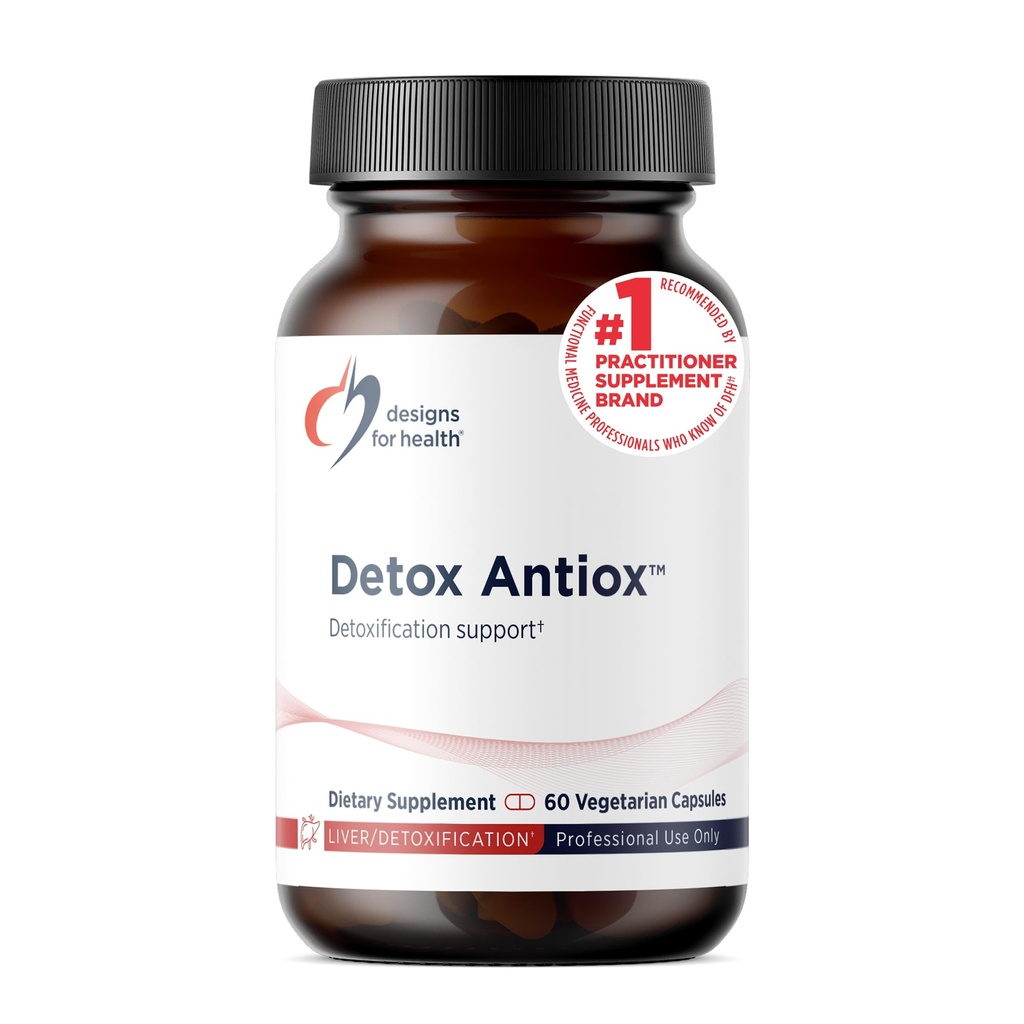 Designs for Health Detox Antiox - Jetra + Detoxification Support Antioksidant dodatek z izvlečkom kurkuma, zeleni čaj, grozdno seme, vitamini + minerali - Imunska podpora (60 kapsul)
