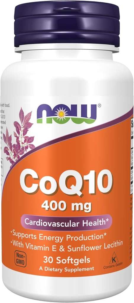 NOW Foods Supplements, CoQ10 400 mg, Farmacevtska stopnja, All-Trans Form proizvaja Fermentation, 30 Softgels