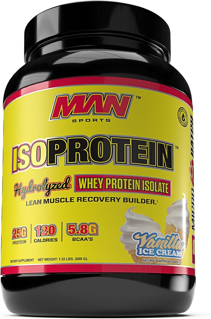 Človeški športi ISO-Protein Hidraliziran 100% čisti izolat sirotkinih beljakovin v prahu, Vanilla sladoled, 1,32 funtov (20 dni dobave)