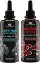 Naturealm Reishi & Lion’s Mane Gobe Extract - Adaptogen Stack for focus, Immuniteta, Dolgoživost, Gut Health, Anti-Aging, Energy & More - Organske tekoče kapljice - 50 ml Vsak (2 paket)