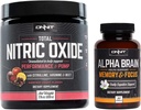 ONNIT Nootropic + Preworkout Stack - Alpha Brain (90ct) + skupni dušikov oksid (Harvest Fruit)