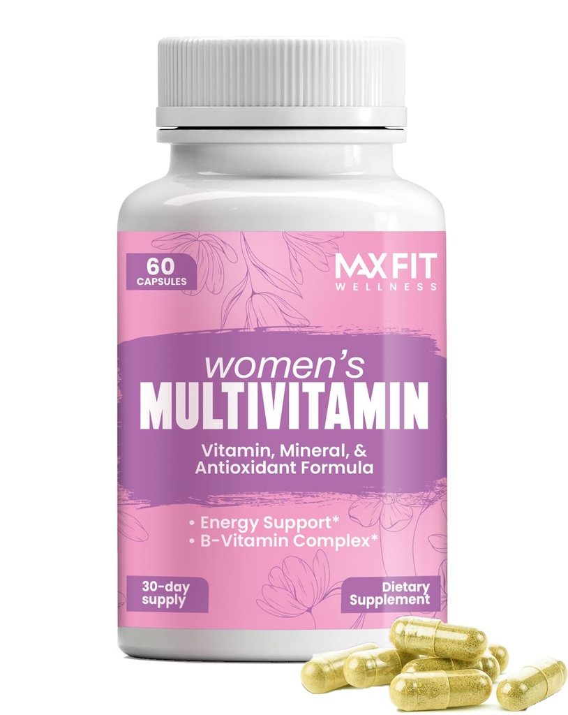 Ženski multivitamin – popolni multivitamin za ženske 50+ z esencialnimi vitamini A, B, C, D, E, Kalcij & železo – podpira energijo, razpoloženje, lase, kožo, nohte in splošno zdravje – 60 kapsul