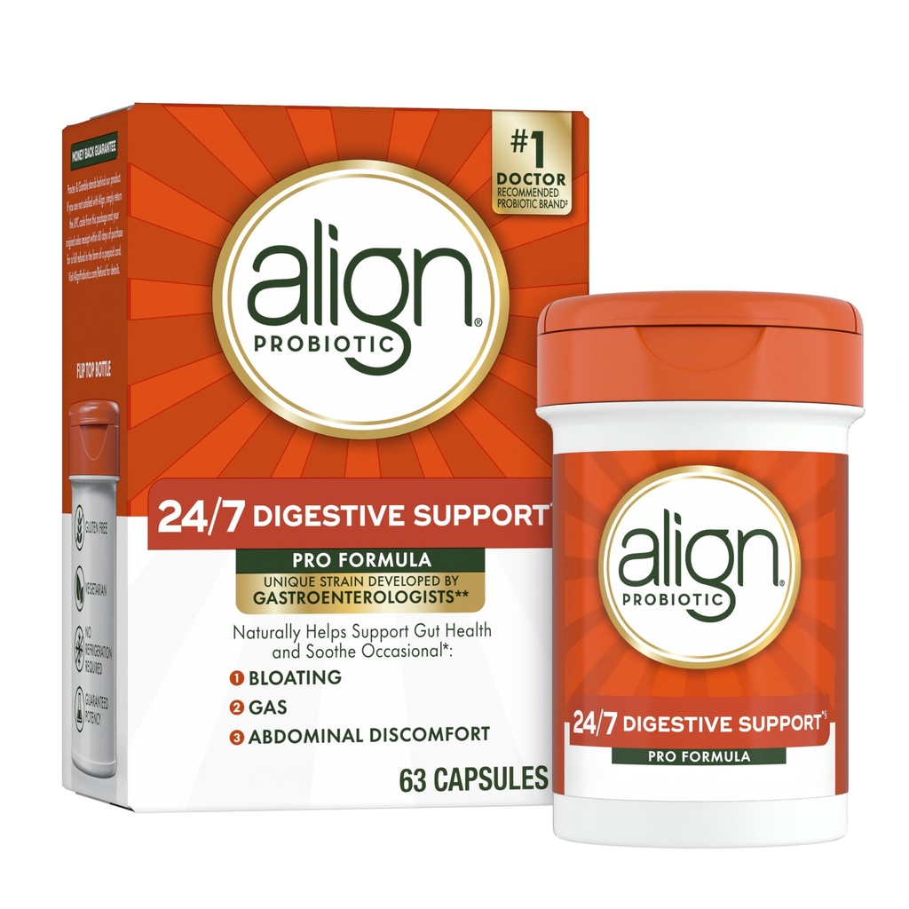 Align probiotik, Pro Formula, Probiotiki za ženske in moške, Probiotiki za prebavno zdravje, moški in ženske probiotične kapsule pomoč lajšanje občasno napihnjenost in plin*, 63 kapsule