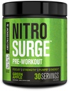 Jacked Factory NITROSURGE Pre Workout dodatek - Neskončna energija, Instant moč dobi, Clear Focus, Intenzivne črpalke - NO Booster & Powerful Preworkout Energy Powder - 30 Servings, Green Apple