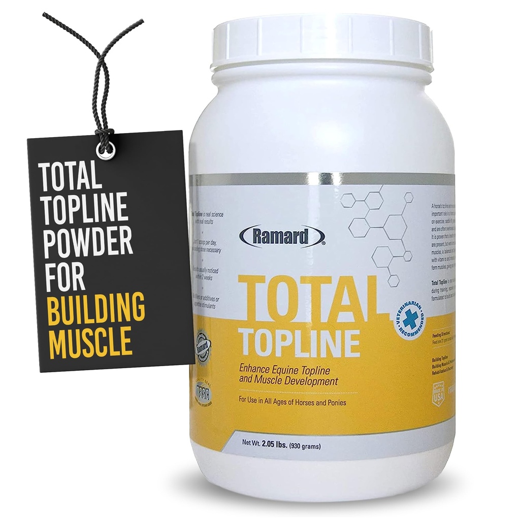 Ramard Total Topline Powder Horse Supplements - Gradite in ohranjajte mišično tkivo med okrevanjem za žrebe in konje - Beljakovine & Amino Energy Hors Supplement - 2Lb Tub