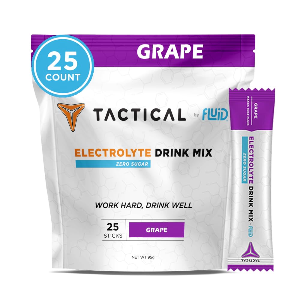 Fluid taktični - nič sladkor, Keto Electrolyte Powder, Hydration Packets, Made in USA (Grape, 25 Count)