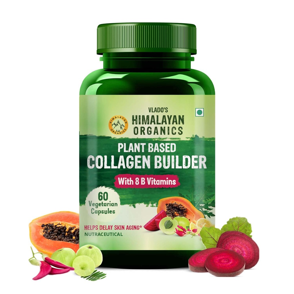 Himalajski organi Organics Organic Collagen Graditelj za lase in kožo z Biotin & Vitamin C (60 kapsul)