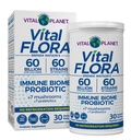 Vital Planet - Vital Flora Immune Support Probiotic, 60 milijard CFU, 60 različnih sevov, 7 Ekološka goba dodatek mešanica s prebiotiki, povoj Stable Digestive Health Probiotics 30 kapsul