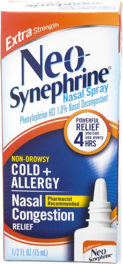 Neo-Synephrine Nasal Spray , Extra Strength Formula, 0.50 Ounces vsak (Value Pack po 3)