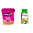 Viactiv Kalcijevi žveči & Vitafusion Omega-3 Gummy Vitamini Bundle - 60 Kalcijevi žveči za zdravje kosti + 120 Omega-3 Gumiji za zdravje srca