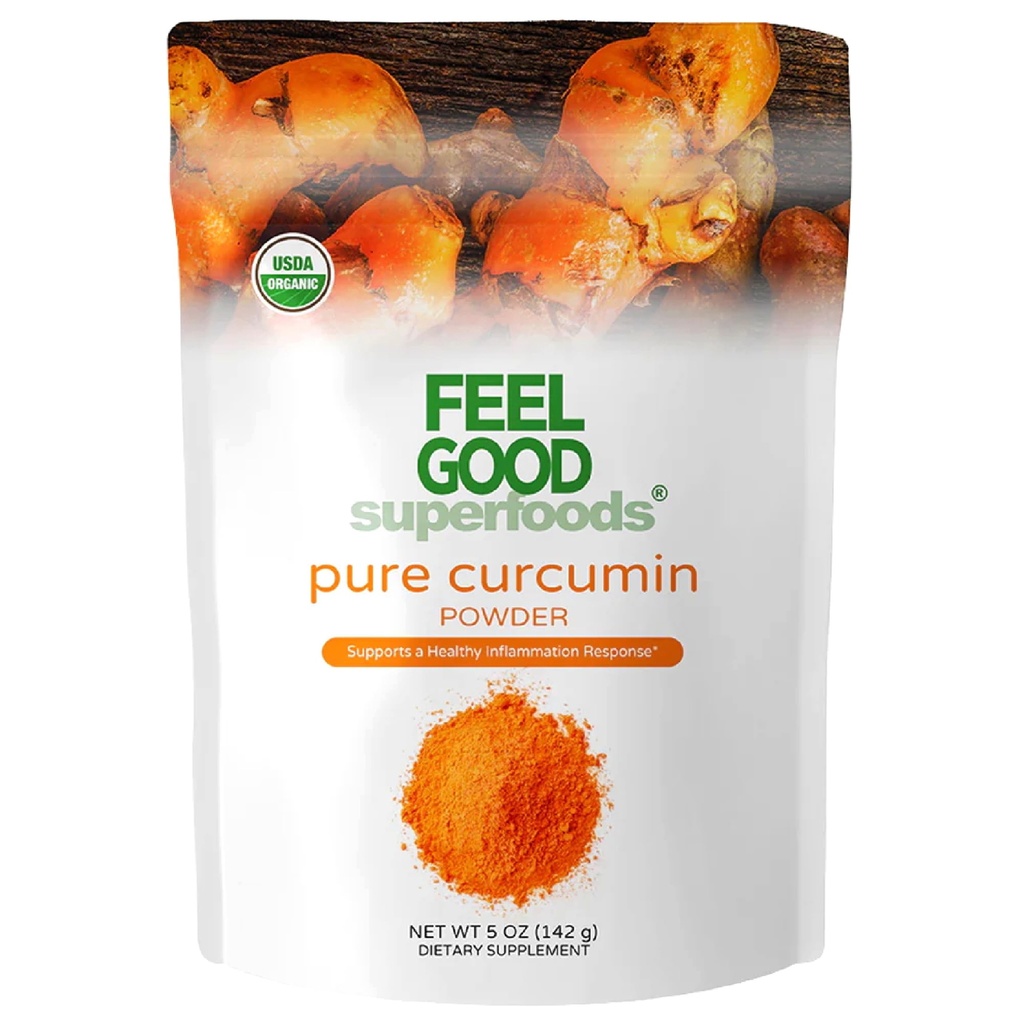 FEEL DOBRO Superfoods Pure Curcumin Powder, Organic, Non-GMO, Vegan iz razsutega tal Kurkuma koren iz Indije, Curcuma Longa Skupni dodatek, 5 oz