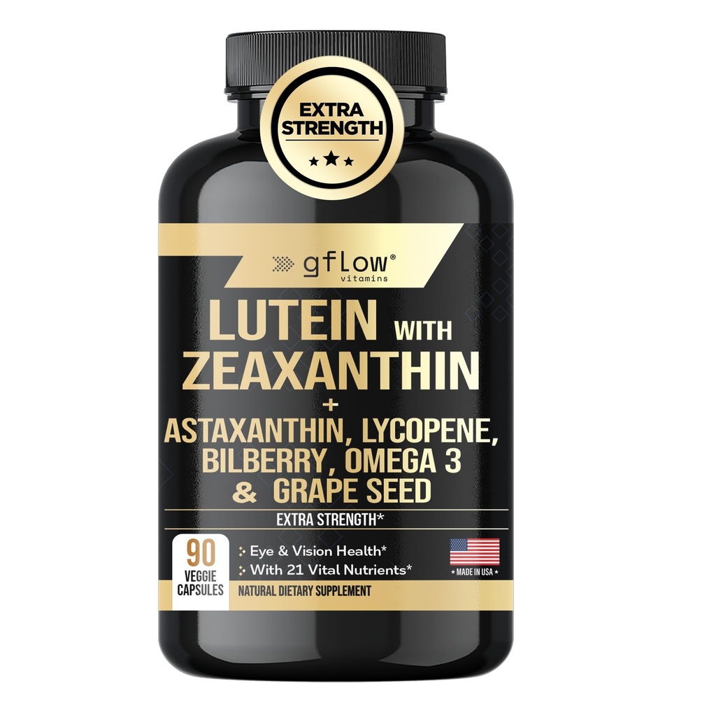 Lutein in Zeaksantin dopolnila - Napredno Eye Vitamini z astaksantin, Omega 3, Resveratrol, borovnica, likopen, Quercetin, Ginkgo Biloba, Vitamin D 