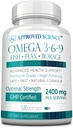 Odobreno Znanost Omega 3-6-9-2400mg Dnevna mešanica rib, Laneno seme in Borage Oils z vitaminom E - Wellness Support - Non-GMO, Mercury-free - 120 Softgels - 2 mesec dobave