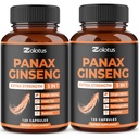 Zolotus Korean Red Panax Ginseng + Ginkgo Biloba, Ashwagandha, rdeča pesa, zeleni čaj - 120 kapsul (paket po 2)