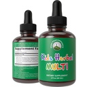 Otroci Vitamini iz zelišč. Tekoči otroci Zeliščni multivitaminski. Brez grenkega okusa. Sladkor brez 14-v-1 Veganske kapljice za malčke, otroke, najstnike.