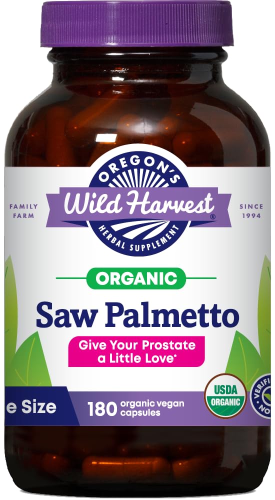 Oregon je Wild Harvest Certified Organic Saw Palmetto Zeliščne kapsule, 180 Štetje