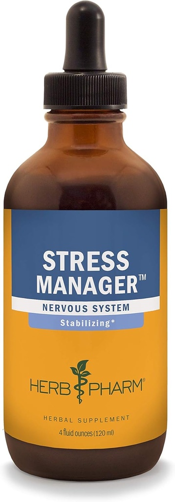 Herb Pharm Stress Manager Liquid Herbal Formula z Rhodiola in Sveti Basil Liquid Extracts - 4 Ounce