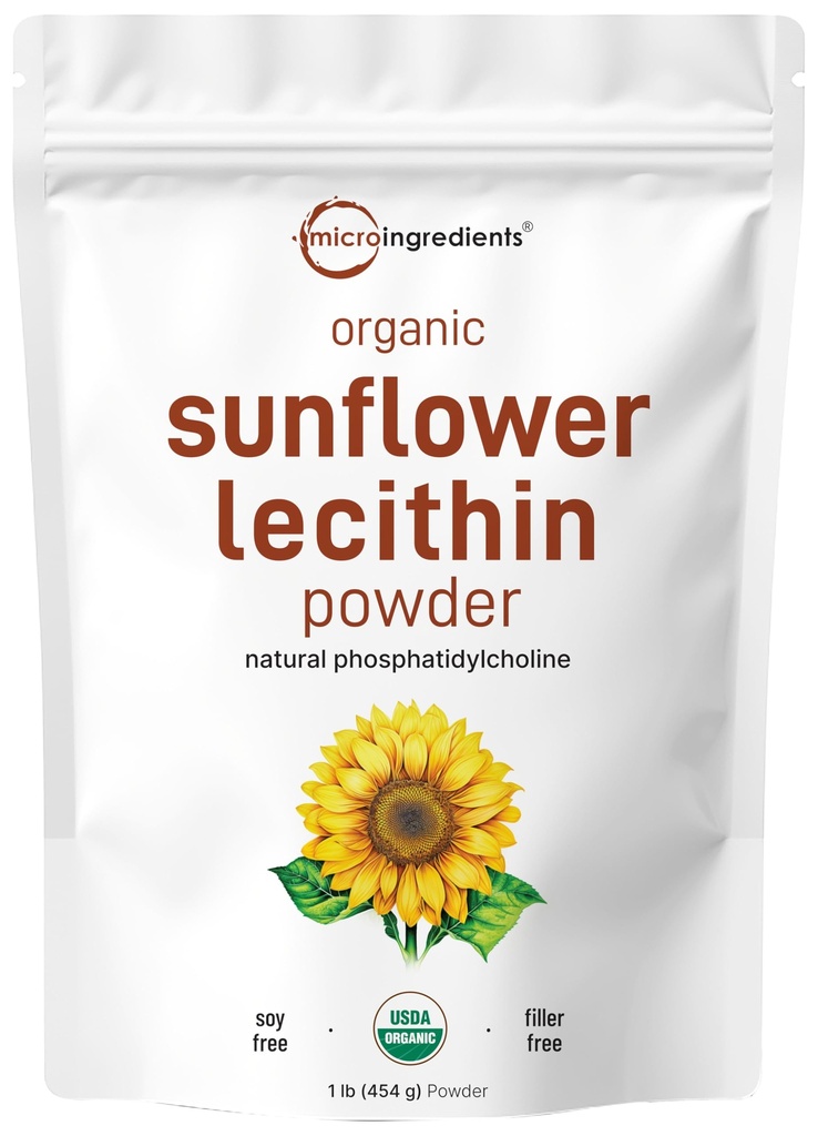 Mikro sestavine Organski sončnični lecitin v prahu, 1 funt, trajnostno gojen, hladno stisnjen, bogata s fosfatidil holinom in beljakovinami, izdelava liposomski vitamin C, Dojenje dodatek, ne-GMO