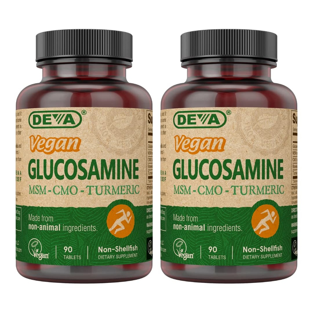 DEVA Vegan Glucosamine-MSM-CMO & Kurmova dopolnila - Gluten Prost rastlin na osnovi prehrane dodatek - 90 tablet (Pack of 2)