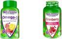 Vitafusion Omega-3 Health Gummy Vitamini z brusnic Gummies za ženske, 120 Count Omega 3 EPA/DHA Berry limonada in 60 Count 500mg Cranberry Juice koncentrat na postrežbo