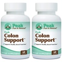 Peak Pure & Natural Colon Podpora - Colon Cleanse in Detox dopolnilo za digestivno zdravje - Gut Health Support z Inulin in Senna Leaf Extracts - z Fiber, Prebiotics, in Probiotics - 2 Pack