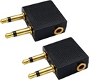Dual 3.5mm (1/8") Moški na 3.5mm Ženska AUX Audio Jack Adapter pretvornik za uporabo slušalke na letalu Airline Flight (2 Pack)