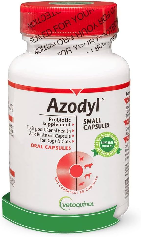 Vetokinol Azodyl Ledvično zdravje Dopolnilo za pse in mačke, 90ct - Probiotični Pet Wellbeal - Pomoč Podpora Ledvična funkcija in upravljanje ledvičnih toksinov - Ledvična nega - Easy-to-Swallow majhne kapice
