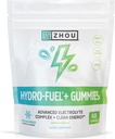 Zhou Nutrition Hydro-Fuel+ Gumiji - Elektrolitne žvečilke za hidracijo, napredne žvečilke z elektrolitskim kompleksom in 75 mg kofeina za čisto energijo, hidracijski dodatek - 60 veganskih žvečil