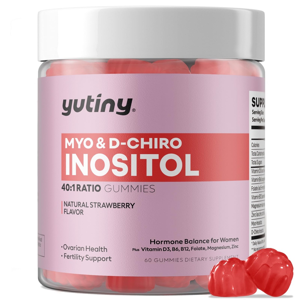 Myo-Inositol & D-Chiro Inositol Gumies, vitamin B6 B12 & Folat za ženske, Vegan, brez sladkorja, jagodni okus, 60 grof