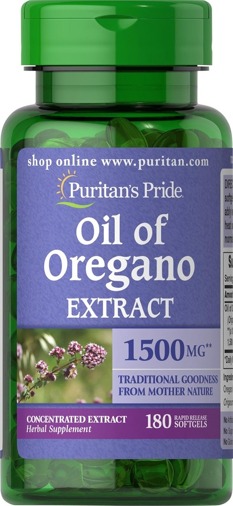 Puritan's Pride Oil of Origano Extract 150 mg Softgels, 180 Število