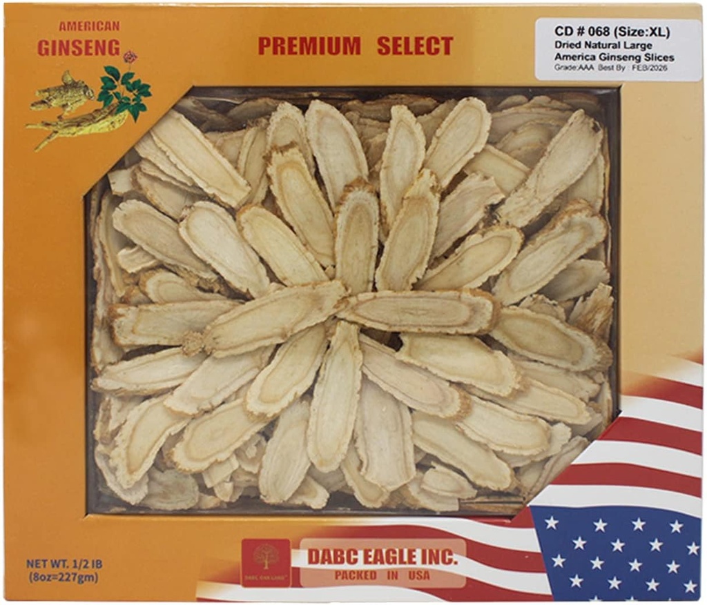 Ameriški Ginseng Slice iz Wisconsin, American Wisconsin Ginseng Slices Korenina za čaj, Energija za moške ženske duševno zdravje povečuje imuniteto, Gluten brezplačno, Long Strip 1 Box of 8 Ounces
