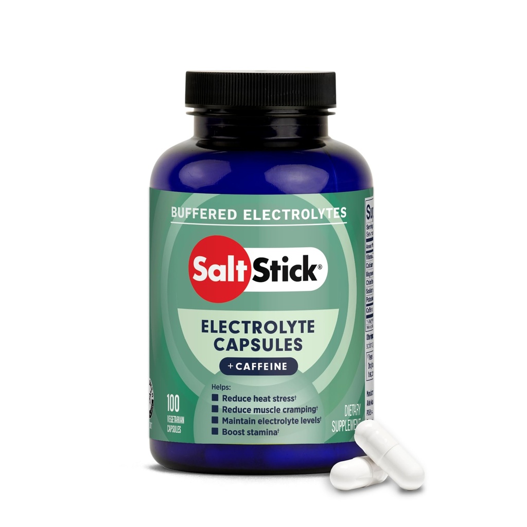 SolStick Elektroliti s kofeinom - Sol tablete in elektroliti za tek, Hidracija, Kramp noge Relief, športna regeneracija, Pohodništvo Essentials - sol, Magnezij, Kalij, Vitamin D3 - 100 Število