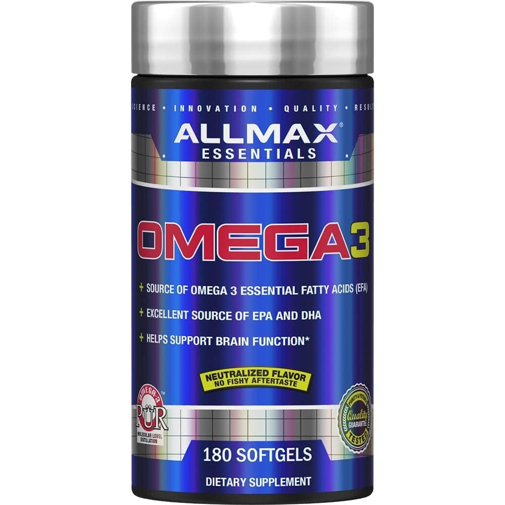 ALLMAX Nutrition Omega 3 Ultra-Pure Cold-Water ribje olje koncentrat, 180 Število