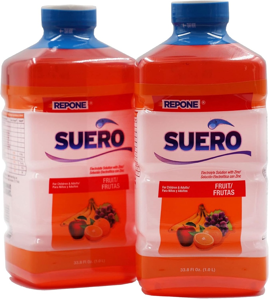SUERO Elektrolitna raztopina z cinkom, rehidridi, restavrira minerale in hranila, jagodna aroma, 33.8 Fl Oz (paket z 2)