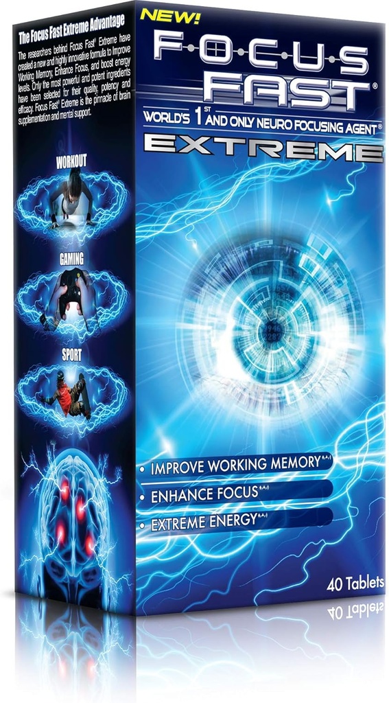 Focus Fast Extreme Nootropic Supplement. Izboljšanje delovnega spomina, povečanje osredotočenosti in povečanje energije v tako malo kot 1 ura! Možganska tableta za spodbujanje budnosti in kognicije