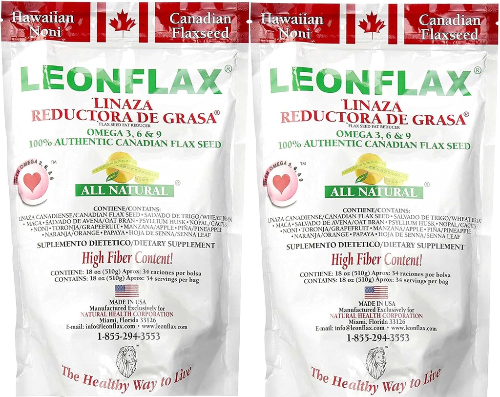 Leonflax 100% verodostojno kanadsko laneno seme v prahu, vse naravne, visoke vsebnosti vlaknin, prehranski dodatek za izboljšanje prebavnega zdravja, Omega 3, 6 in 9, 18 Oz, Bag (1) (2)