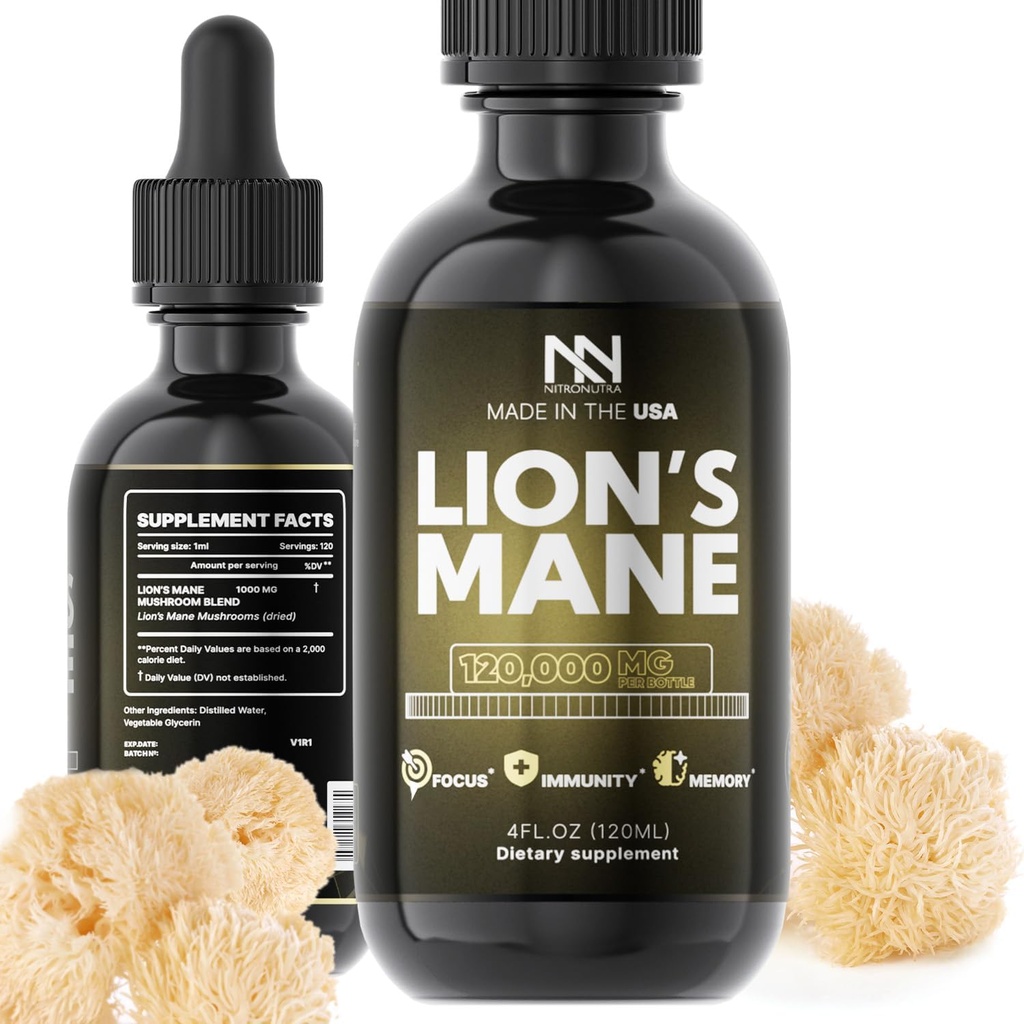 Levi Mane Gobe dodatek - Ekološki levi Mane ekstrakt za zdravje možganov, spomin, Fokus & Imunska podpora - Nootropic Vegan Liquid Tinkture - Made in USA - 4 Fl Oz