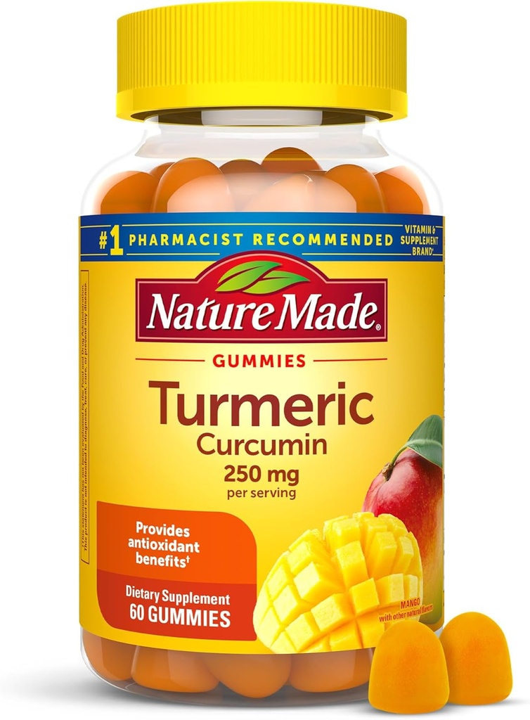 Narava narejen kurkumin 250mg na postrežbo, prehranska dopolnila za antioksidant podporo, 60 Gummies, 30 dan dobave
