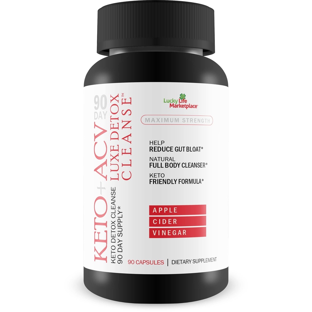 90 Day Keto + Acv Luxe Detox Cleanse - Psyllium Keto Detox Cleanse 90 Day Supply - Pomoč Zmanjševati gumijasto Bloat & Belly velikost - Popolno čiščenje telesa - Premium Keto Acv Luxe Cleanse Keto Lux