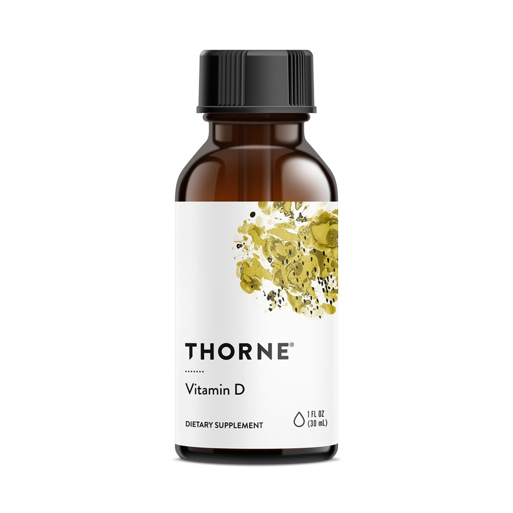 THORNE - Vitamin D Tekočina - Vitamin D dodatek - Podpira zdrave kosti in mišice, kardiovaskularno zdravje in imunske funkcije* - 1 Fl Oz (30 ml) - 600 Serving