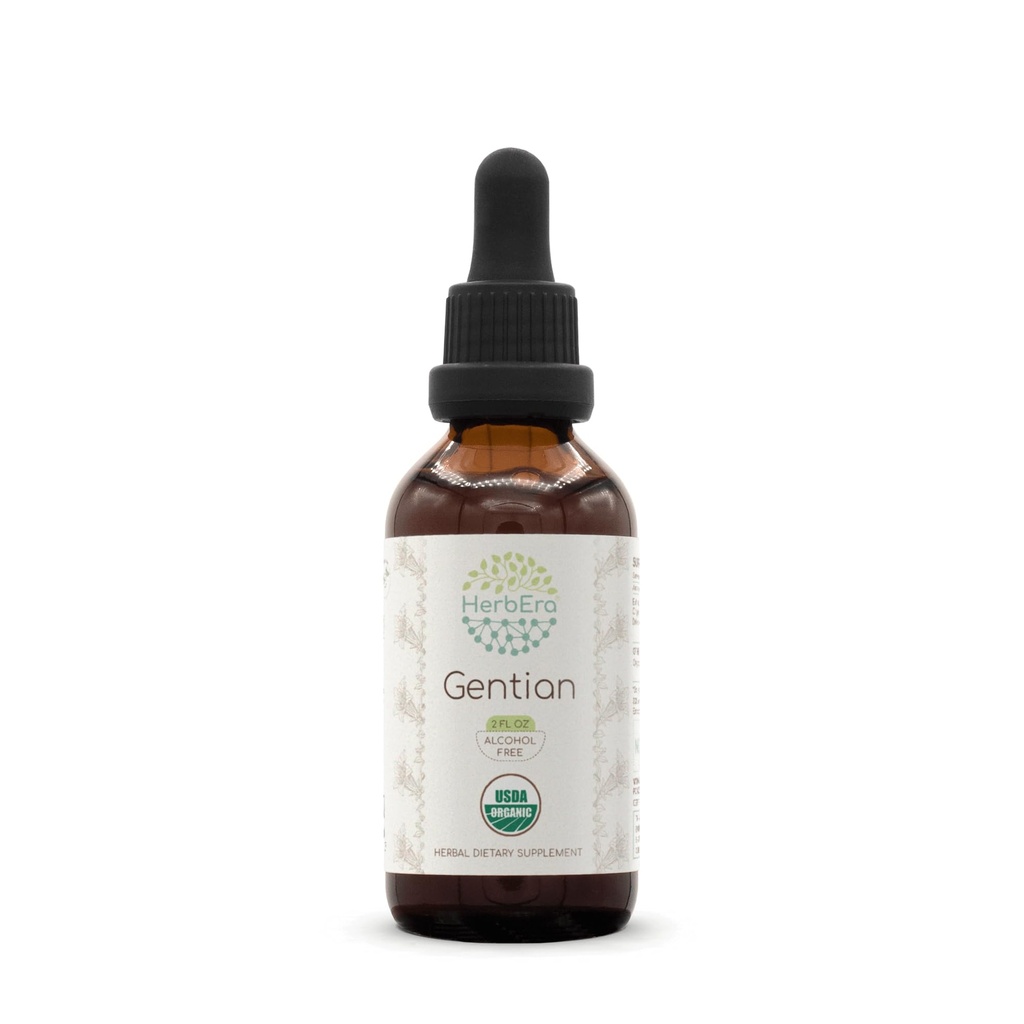 Gentian B60 Alkohol-free zeliščni ekstrakt tinktura, koncentrirane tekoče kapljice naravni USDA organski gentian (Gentiana Lutea) posušen koren (2 fl oz)