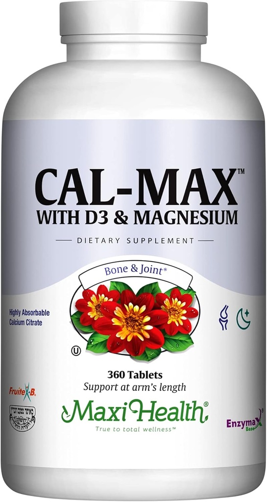 Kalcij 1000 mg z vitaminoma D3 (400 i.e.) in Magnezij (750 mg) - prehranska dopolnila za kosti, zobe, skupno podporo - za moške in ženske - 360 tablet