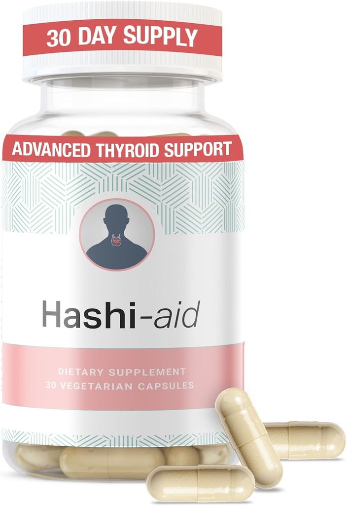 IBDassistTM Hashi Aid Podpora ščitnici za ženske in moške - ščitnica dodatek za Hashimotovo bolezen in hipotiroidizem* - pakirana z Ashwagandha, Selenium, cink, Essential Vitamins & More - 30 kapsul