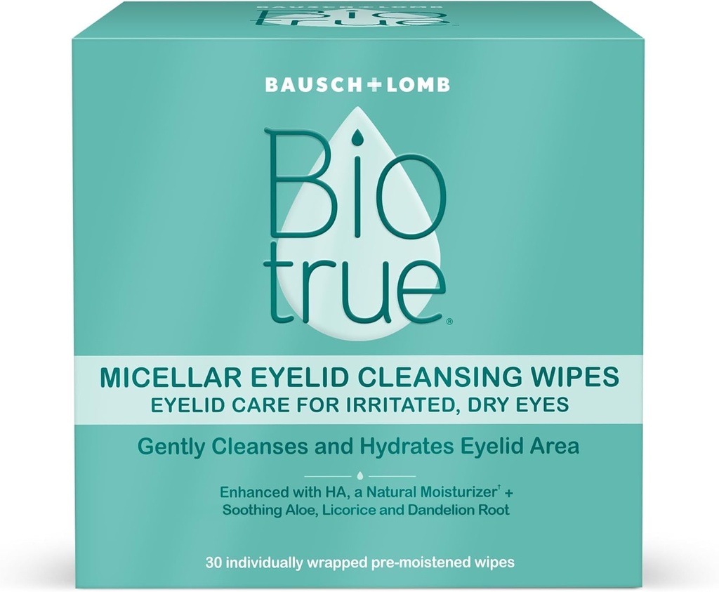 Biotrue Micellar Eyelid Care za razdražljive in suhe oči čistilne krpice, iz Bausch + Lomba, Multi, 30 Število