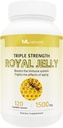 ML Naturals Royal Jelly 1500mg 120 zelenjavnih kapsul, ekvivalentno 6% (27mg) 10-HDA. Zmrznjeno, brez glutena, certificirano z NSF in cGMP