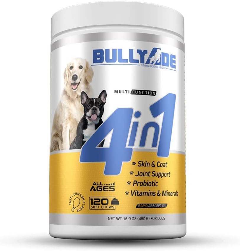 4 v 1 - Probiotik, Skupna podpora, Skin & Coat, Multi-Vitamin Soft Chews za pse, 16.9 oz
