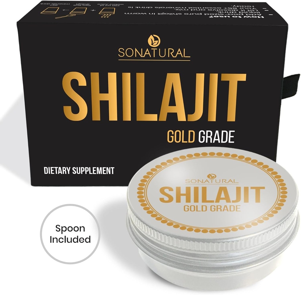 Sonatural Shilajit Pure Himalayan Organic - 30g Gold Stopnja 100% Pure Shilajit Resin z Fulvic Acid & 85+ Trace Minerals Complex za energijo in imuno podporo, (2 Meseca dobave)