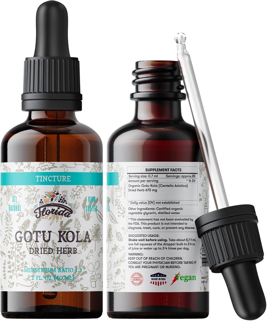 Gotu Kola Tincture, Organski Gotu Kola Extract, Gotu Kola Kapljice (Centella Asiatica) Posušen zelišče