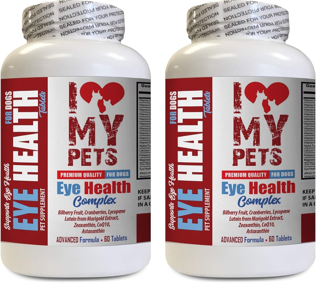 Ljubim svoje PETS LLC Dog Eye Health Supplements - Dog Eye Health Complex - Premium Formula - Vet Priporočeno - Dog Cranberry - 2 steklenice (120 Treats)