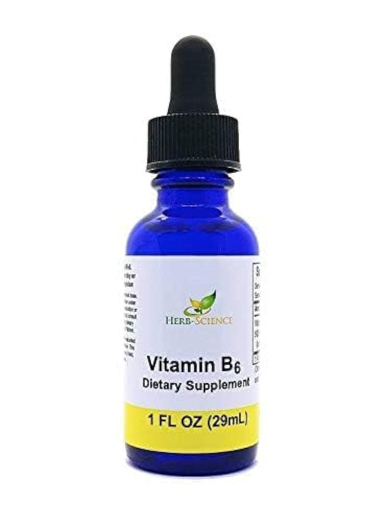 Tekoči vitamin B6 Kapljice - Piridoksin Ekstrakt Prehranska dopolnila za podporo delovanju možganov, Imuniteta, Živčevje, Zdravje srca, Presnova - 500% DV, 36 Servisi na steklenico - 1 fl. oz.